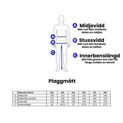 Nebraska Shorts Men Black Plus Size